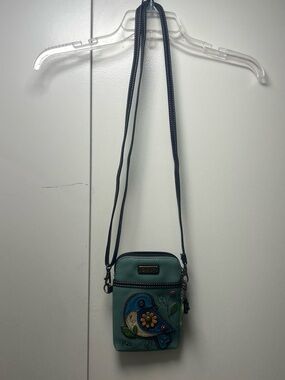 Chala Teal Crossbody Bag with Bird Applique